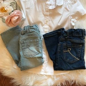 Girls Light/Dark Denim Capri Jeans - Size 4T